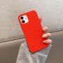 Husă din silicon cu model împletit pentru iPhone 12 - roșu