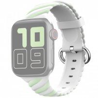 Curea din silicon împletită pentru Apple Watch Ultra 49mm / 46mm / 45mm / 44mm / 42mm - alb-verde