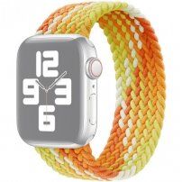 Curea din nailon cu model de împletitură colorată pentru Apple Watch 42mm / 41mm / 40mm / 38mm - L - galben-portocaliu