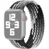 Curea din nailon cu model de împletitură colorată pentru Apple Watch 42mm / 41mm / 40mm / 38mm - S - negru