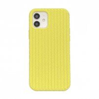 Husă din silicon cu model împletit pentru iPhone 11 - galben