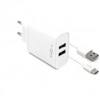 FIXED 15W adaptor de rețea Smart Rapid Charge 2x USB-A 20W cu USB-A / USB -C cablu pentru iPhone / iPad - alb