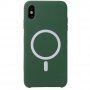 Carcasă din silicon cu suport de încărcare Magsafe pentru iPhone X / XS - verde închis