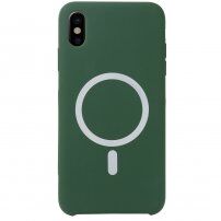 Carcasă din silicon cu suport de încărcare Magsafe pentru iPhone X / XS - verde închis