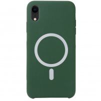 Carcasă din silicon cu suport de încărcare Magsafe pentru iPhone XR - verde închis