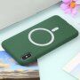 Carcasă din silicon cu suport de încărcare Magsafe pentru iPhone XR - verde închis