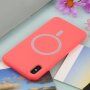 Carcasă din silicon cu suport de încărcare Magsafe pentru iPhone XR - coral