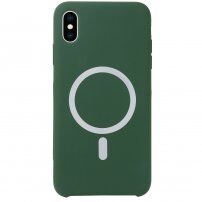 Carcasă din silicon cu suport de încărcare Magsafe pentru iPhone XS Max - verde închis