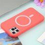 Carcasă din silicon cu suport de încărcare Magsafe pentru iPhone 13 Pro Max - coral
