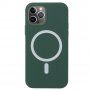 Carcasă din silicon cu suport de încărcare Magsafe pentru iPhone 11 Pro Max - verde închis