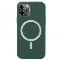 Carcasă din silicon cu suport de încărcare Magsafe pentru iPhone 11 Pro Max - verde închis