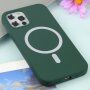 Carcasă din silicon cu suport de încărcare Magsafe pentru iPhone 11 Pro Max - verde închis