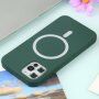 Carcasă din silicon cu suport de încărcare Magsafe pentru iPhone 11 Pro Max - verde închis