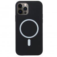 Carcasă din silicon cu suport de încărcare Magsafe pentru iPhone 12 Pro Max - negru