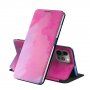 Carcasă flip de protecție cu model de acuarele pentru iPhone 13 - violet