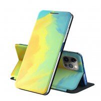 Carcasă flip de protecție cu model de acuarele pentru iPhone 13 mini - galben