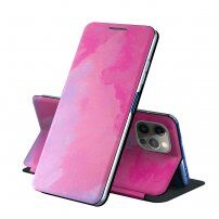Carcasă flip de protecție cu model de acuarele pentru iPhone 13 mini - violet