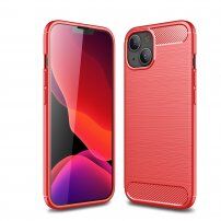 Carcasă rezistentă cu textură șlefuită, pentru iPhone 13 mini - roșu