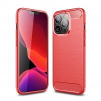 Carcasă rezistentă cu textură șlefuită, pentru iPhone 13 Pro Max - roșu