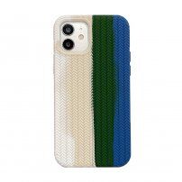 Husă din silicon cu model împletit pentru iPhone 13 - albastru-verde