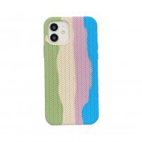 Husă din silicon cu model împletit pentru iPhone 13 Pro - pastel