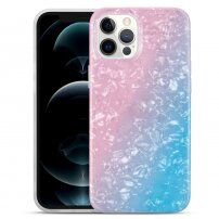 Husă rezistentă la impact cu textură de coajă pentru iPhone 13 Pro - roz-albastru