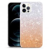 Husă rezistentă la impact cu textură de coajă pentru iPhone 11 Pro Max - portocaliu-alb