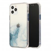 Carcasă din marmură rezistentă la zgârieturi pentru iPhone 12 mini - albastru deschis