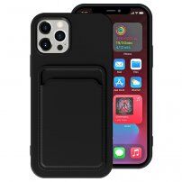 Husă cu buzunar de carduri pentru iPhone 12 Pro Max - negru