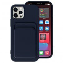 Husă cu buzunar de carduri pentru iPhone 12 Pro Max - albastru închis