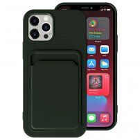 Husă cu buzunar de carduri pentru iPhone 12 Pro Max - verde închis