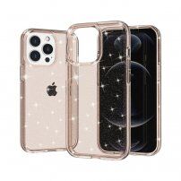 Carcasă transparentă cu paiete, pentru iPhone 13 Pro Max - auriu