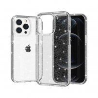 Carcasă transparentă cu paiete, pentru iPhone 13 Pro Max - argintiu