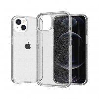 Carcasă transparentă cu paiete, pentru iPhone 13 mini - argintiu