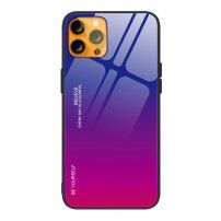 Carcasă cu partea din spate din sticlă pentru iPhone 13 mini - albastru-fucsia