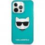 Karl Lagerfeld Choupette Head husă pentru iPhone 13 Pro Max - turcoaz