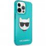 Karl Lagerfeld Choupette Head husă pentru iPhone 13 Pro Max - turcoaz