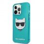 Karl Lagerfeld Choupette Head husă pentru iPhone 13 Pro Max - turcoaz