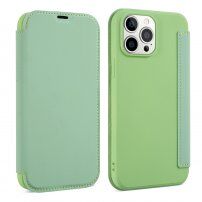 Carcasă tip portofel din silicon și piele PU pentru iPhone 13 Pro Max - verde