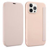 Carcasă tip portofel din silicon și piele PU pentru iPhone 13 Pro - roz