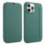 Carcasă tip portofel din silicon și piele PU pentru iPhone 13 - verde închis