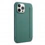 Carcasă tip portofel din silicon și piele PU pentru iPhone 13 - verde închis