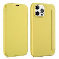 Carcasă tip portofel din silicon și piele PU pentru iPhone 13 mini - galbe