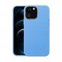 Husă rezistentă la șocuri cu textură de piele pentru iPhone 13 - albastru deschis
