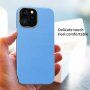 Husă rezistentă la șocuri cu textură de piele pentru iPhone 13 - albastru deschis