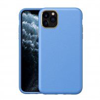 Husă rezistentă la șocuri cu textură de piele pentru iPhone 11 Pro Max - albastru deschis