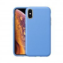 Husă rezistentă la șocuri cu textură de piele pentru iPhone X / XS - albastru deschis