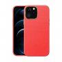 Husă rezistentă la șocuri cu textură de piele pentru iPhone 13 - roșu