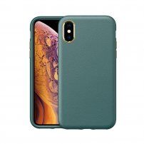 Husă rezistentă la șocuri cu textură de piele pentru iPhone X / XS - verde