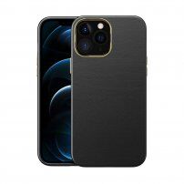 Husă rezistentă la șocuri cu textură de piele pentru iPhone 12 Pro Max - negru